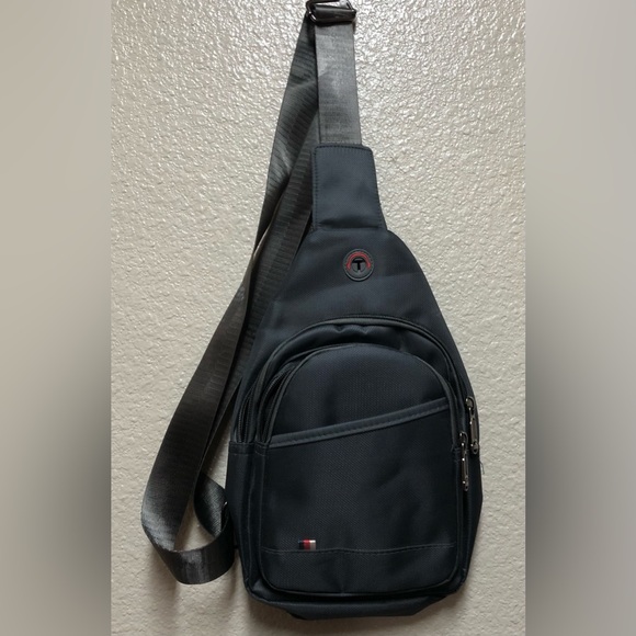 WESTEND Sleek Black Belt Bag with Red Accent.Nylon Unisex Crossbody Sling Bag. - Picture 2 of 9